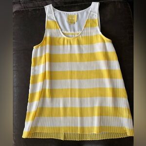 New Anthropologie Maeve Yellow Stripe Pleated Sleeveless Top Tank
